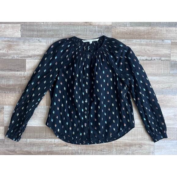 Veronica Beard Madge Metallic-Print Button-Front Blouse Size 2 - Picture 1 of 6